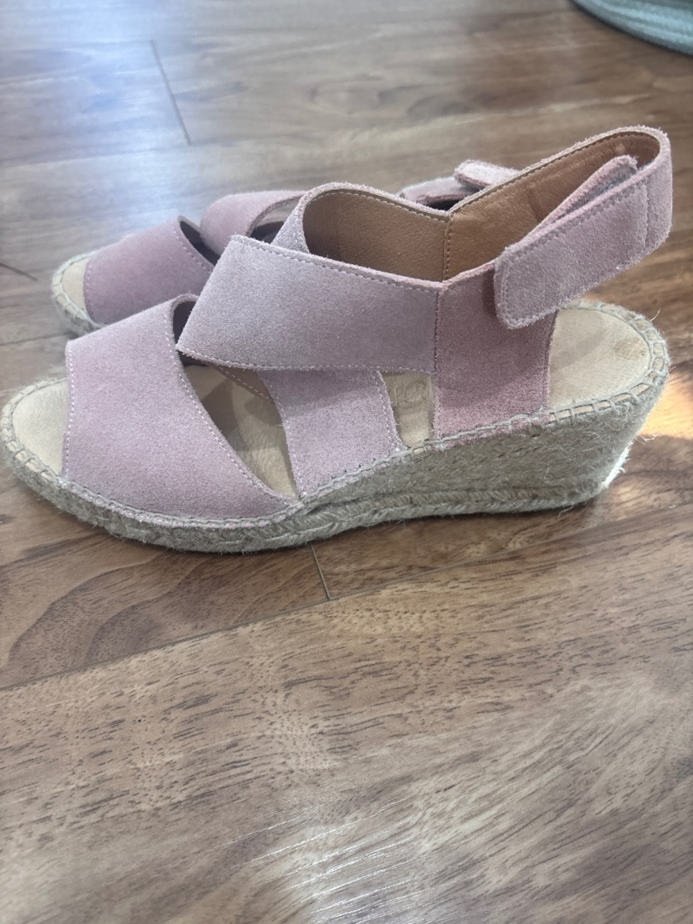 Jutelia Espadrille Wedges EU 39 Blush Pink Suede Made in Spain Sandals